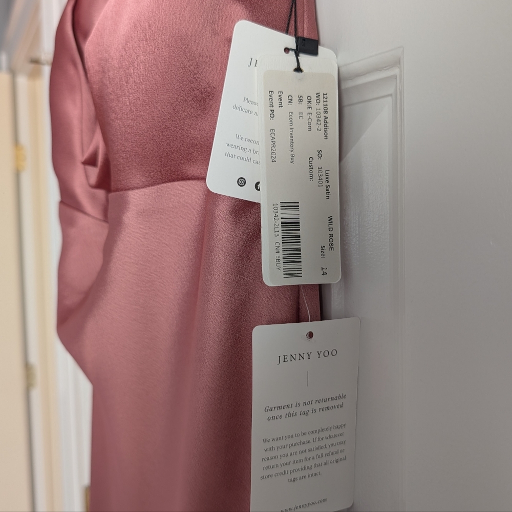 Jenny Yoo Addison Satin Slip Cowl Neck Bridesmaid Dress - Picture 7 of 15